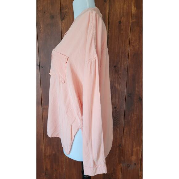 Dear John W Small Soft Pink Button Up Shirt Rayon Chest Pockets Roll Tab Sleeve - Picture 10 of 16